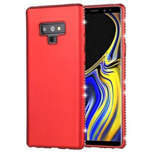 Crystal Decor Sides Smooth Surface Soft TPU Protective Back Case for Galaxy Note9(Red)