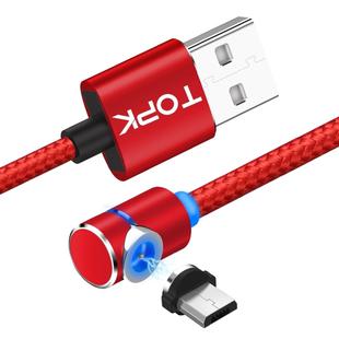TOPK AM30 2m 2.4A Max USB to Micro USB 90 Degree Elbow Magnetic Charging Cable with LED Indicator(Red)