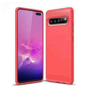 Brushed Texture Carbon Fiber TPU Case for Galaxy S10 5G (Red)