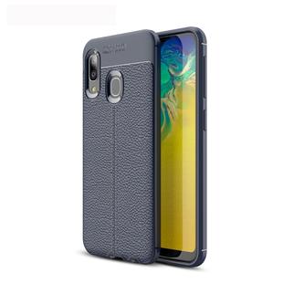 Litchi Texture TPU Shockproof Case for Galaxy A20e (Navy Blue)