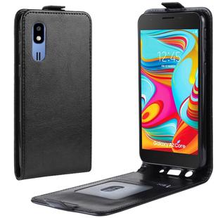 R64 Texture Vertical Flip Leather Case for Galaxy A2 Core , with Card Slots & Photo Frame (Black)