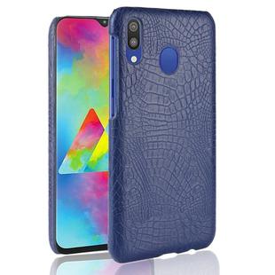 Shockproof Crocodile Texture PC + PU Case for Galaxy A20 (Blue)