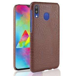 Shockproof Crocodile Texture PC + PU Case for Galaxy A20 (Brown)