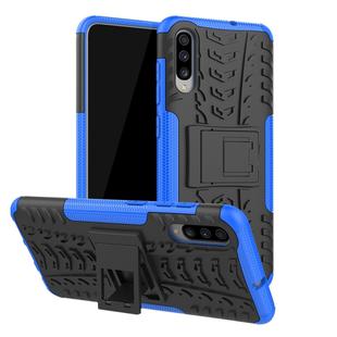 Shockproof  PC + TPU Tire Pattern Case for Galaxy A70, with Holder (Blue)