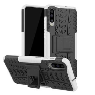 Shockproof  PC + TPU Tire Pattern Case for Galaxy A70, with Holder (White)