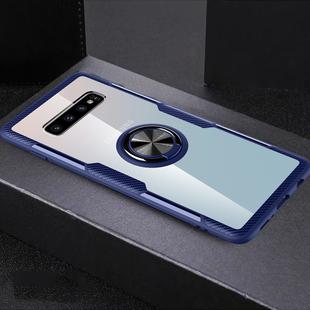 Scratchproof TPU + Acrylic Ring Bracket Protective Case for Galaxy S10 Pro(Blue)
