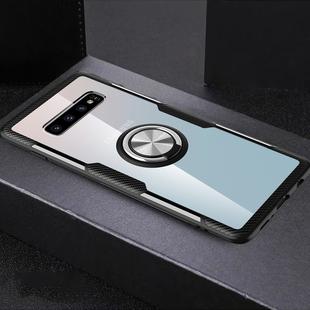Scratchproof TPU + Acrylic Ring Bracket Protective Case for Galaxy S10 Pro(Silver+Black)