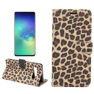 Leopard Texture PU + TPU Horizontal Flip Leather Case for Galaxy S10 Plus, with Holder & Card Slots & Wallet (Yellow)