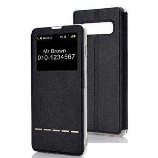 Horizontal Flip Leather Case for Galaxy S10, with Holder & Call Display ID (Black)