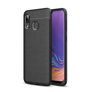 Litchi Texture TPU Shockproof Case for Galaxy A40 (Black)