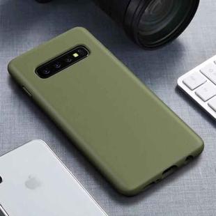 Starry Series Shockproof  Straw Material + TPU Protective Case for Galaxy S10+ (Dark Green)