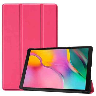 Custer Texture Horizontal Flip PU Leather Case for Galaxy Tab A 10.1 2019 (T515 / T510), with Three-folding Holder & Sleep / Wake-up Function (Rose Red)