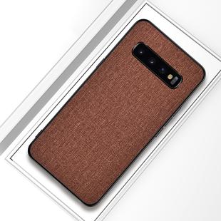 Shockproof Cloth Texture PC+ TPU Protective Case for Galaxy S10+ (Brown)