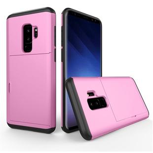 For Galaxy S9+ TPU + PC Dropproof Protective Back Cover Case with Card Slot(Pink)