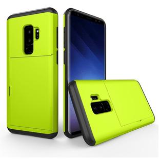 For Galaxy S9+ TPU + PC Dropproof Protective Back Cover Case with Card Slot(Green)