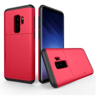 For Galaxy S9+ TPU + PC Dropproof Protective Back Cover Case with Card Slot(Red)