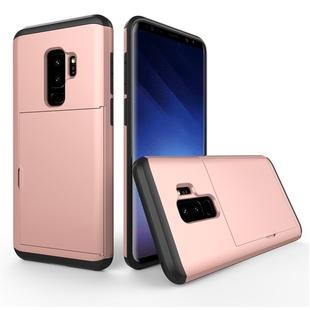 For Galaxy S9+ TPU + PC Dropproof Protective Back Cover Case with Card Slot(Rose Gold)