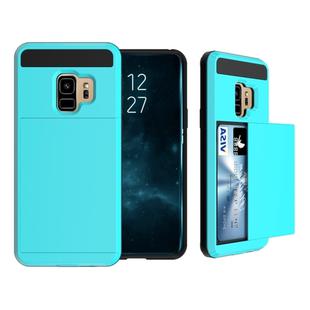 For Galaxy S9 Detachable Dropproof Protective Back Cover Case with Slider Card Slot (Azure)