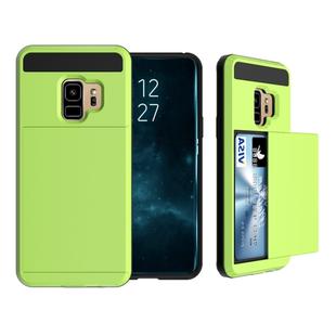 For Galaxy S9 Detachable Dropproof Protective Back Cover Case with Slider Card Slot (Green)
