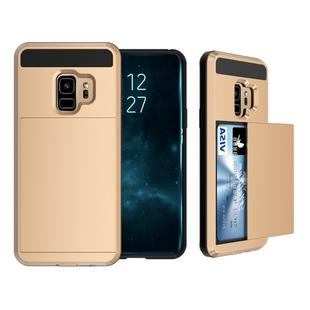 For Galaxy S9 Detachable Dropproof Protective Back Cover Case with Slider Card Slot (Gold)