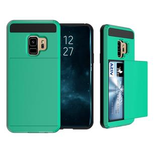 For Galaxy S9 Detachable Dropproof Protective Back Cover Case with Slider Card Slot (Blue)