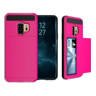 For Galaxy S9 Detachable Dropproof Protective Back Cover Case with Slider Card Slot (Magenta)