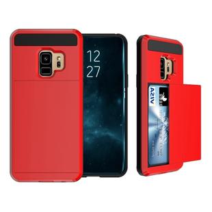 For Galaxy S9 Detachable Dropproof Protective Back Cover Case with Slider Card Slot (Red)