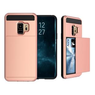 For Galaxy S9 Detachable Dropproof Protective Back Cover Case with Slider Card Slot (Rose Gold)