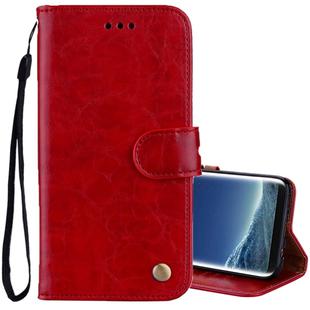 For Galaxy S8 Business Style Oil Wax Texture Horizontal Flip Leather Case with Holder & Card Slots & Wallet(Red)
