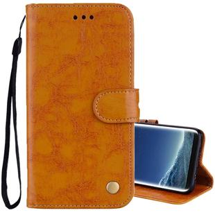 For Galaxy S8 Business Style Oil Wax Texture Horizontal Flip Leather Case with Holder & Card Slots & Wallet(Yellow)