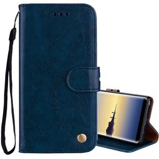For Samsung Galaxy Note 8 Business Style Oil Wax Texture Horizontal Flip Leather Case with Holder & Card Slots & Wallet(Blue)