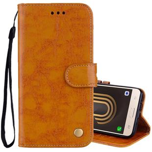 For Samsung Galaxy J5 (2017) / J530 (EU Version) Business Style Oil Wax Texture Horizontal Flip Leather Case with Holder & Card Slots & Wallet(Yellow)