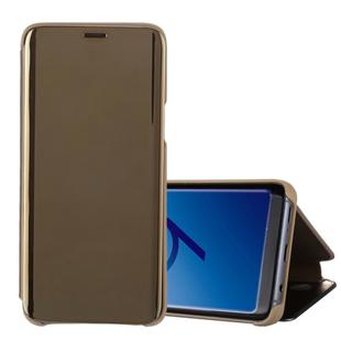 For Galaxy S9+ Electroplating Mirror Horizontal Flip Leather Case with Holder (Gold)