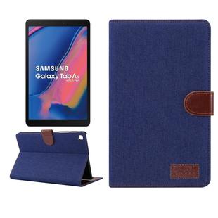 Denim Texture PC Horizontal Flip Leather Protective Case for Galaxy Tab A 8 (2019) P200 / P205  , with Holder & Card Slots & Wallet & Photo Frame(Dark Blue)