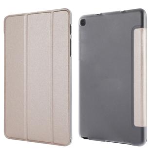 Silk Texture Horizontal Flip Leather Case with Three-Folding Holder for Galaxy Tab P200(Gold)