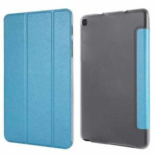 Silk Texture Horizontal Flip Leather Case with Three-Folding Holder for Galaxy Tab P200(Baby Blue)