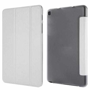 Silk Texture Horizontal Flip Leather Case with Three-Folding Holder for Galaxy Tab P200(White)