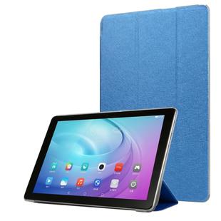 Silk Texture Horizontal Flip Leather Case with Three-Folding Holder for Galaxy Tab T510 (Blue)