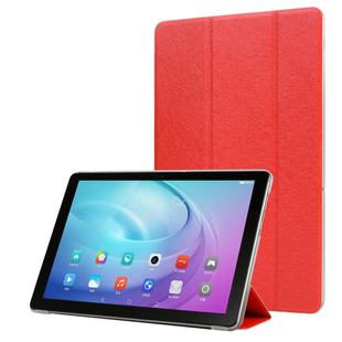 Silk Texture Horizontal Flip Leather Case with Three-Folding Holder for Galaxy Tab T510 (Red)