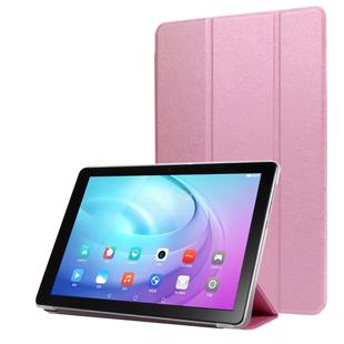 Silk Texture Horizontal Flip Leather Case with Three-Folding Holder for Galaxy Tab T725(Pink)
