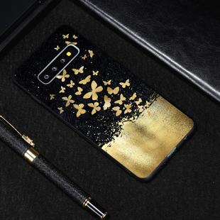 Gold Butterfly Painted Pattern Soft TPU Case for Galaxy S10