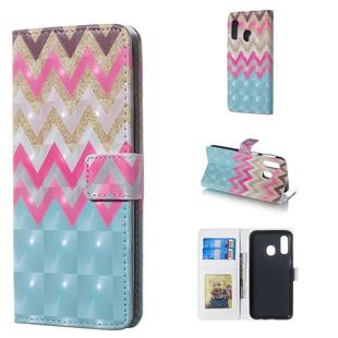 Color Wave 3D Pattern Horizontal Flip Leather Case for Galaxy A40, with Holder & Card Slots & Photo Frame & Wallet