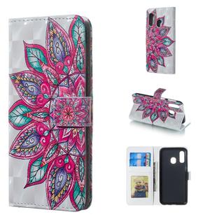 Half Flower Pattern 3D Horizontal Flip Leather Case for Galaxy A40, with Holder & Card Slots & Photo Frame & Wallet