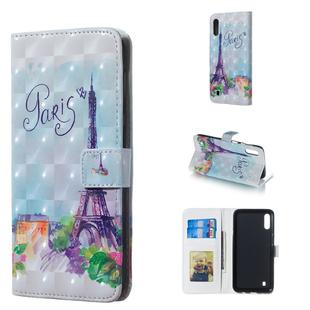 Tower Pattern 3D Horizontal Flip Leather Case for Galaxy M10, with Holder & Card Slots & Photo Frame & Wallet