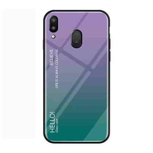 Gradient Color Glass Protective Case for Galaxy M20 (Purple)