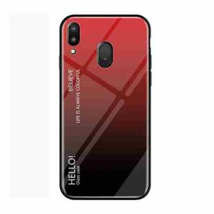 Gradient Color Glass Protective Case for Galaxy M20 (Red)