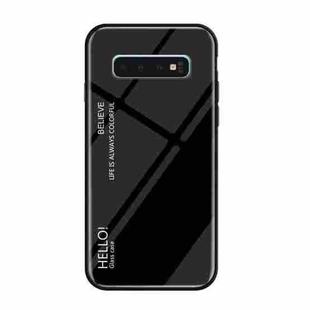 Gradient Color Glass Protective Case for Galaxy S10 (Black)