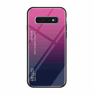Gradient Color Glass Protective Case for Galaxy S10 Plus (Magenta)