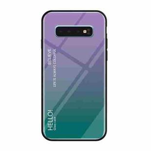 Gradient Color Glass Protective Case for Galaxy S10 Plus (Purple)