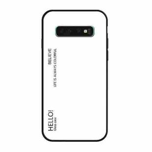 Gradient Color Glass Protective Case for Galaxy S10 Plus (White)